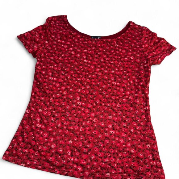 Vintage red floral and beaded mesh baby tee - Picture 5 of 8